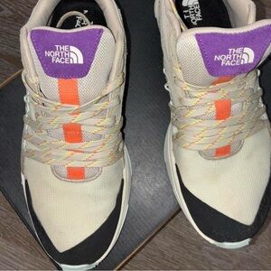 The North Face Cream and Black Sneakers with Orange and Purple Accents